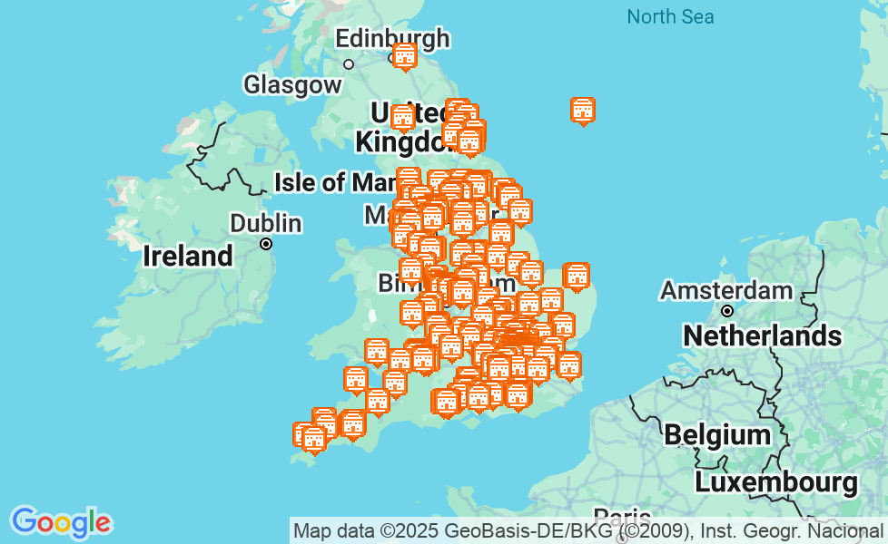 Mappa di Inghilterra. Cliccare sulla mappa per attivarne le funzioni google static map