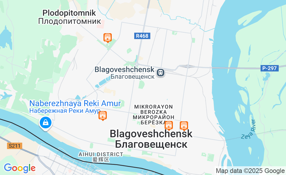 Mappa di Blagoveščensk. Cliccare sulla mappa per attivarne le funzioni google static map