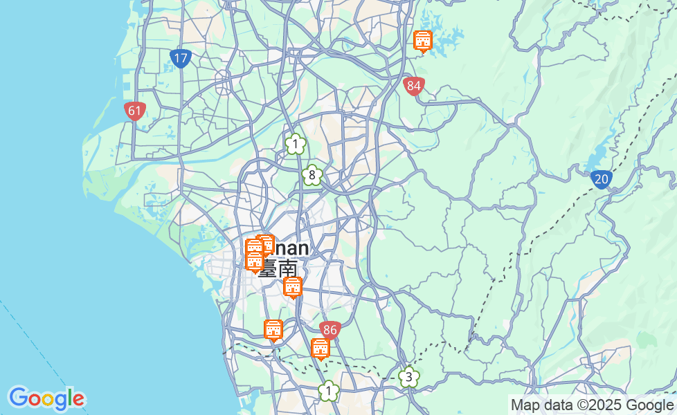 Mappa di Tainan. Cliccare sulla mappa per attivarne le funzioni google static map
