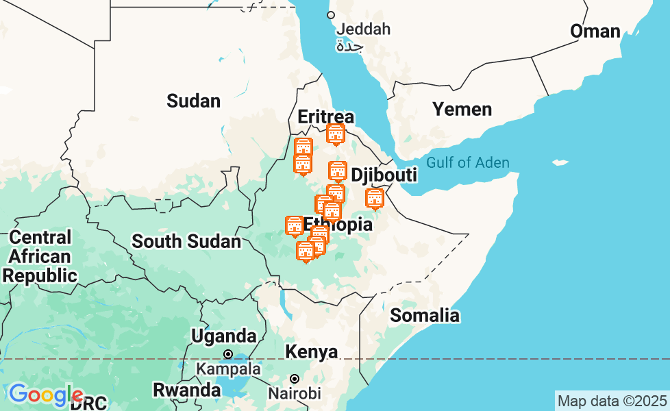 エチオピアの地図. マップ機能をアクティブにするには、マップをクリックして下さい。 google static map