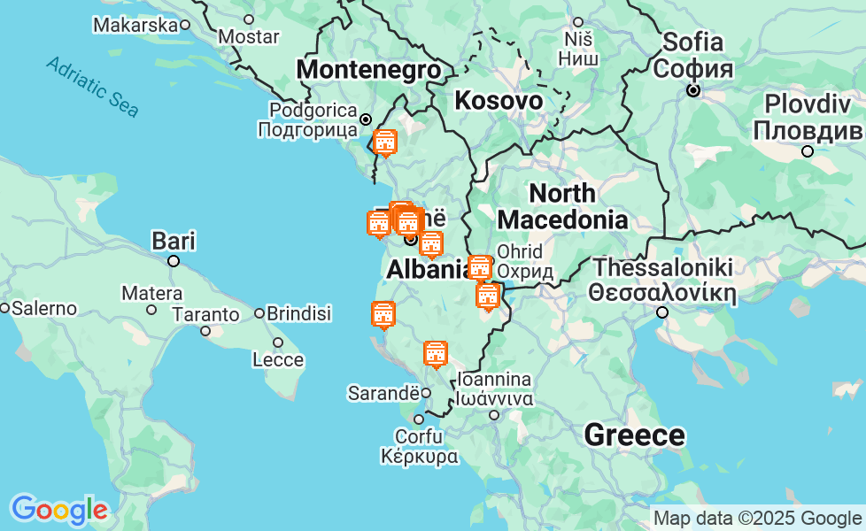 アルバニアの地図. マップ機能をアクティブにするには、マップをクリックして下さい。 google static map