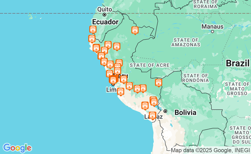 ペルーの地図. マップ機能をアクティブにするには、マップをクリックして下さい。 google static map