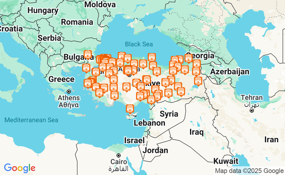 トルコの地図. マップ機能をアクティブにするには、マップをクリックして下さい。 google static map
