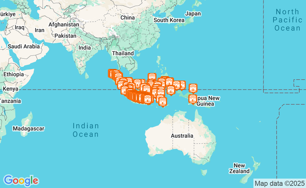 インドネシアの地図. マップ機能をアクティブにするには、マップをクリックして下さい。 google static map