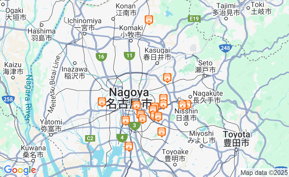 Карта Нагоя. Щелкните по карте, чтобы ее активировать! google static map