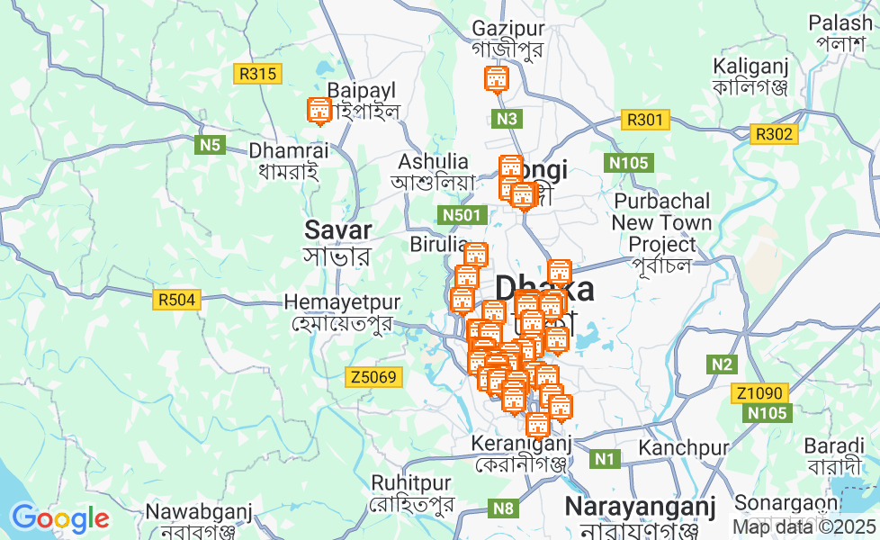 Mappa di Dacca. Cliccare sulla mappa per attivarne le funzioni google static map