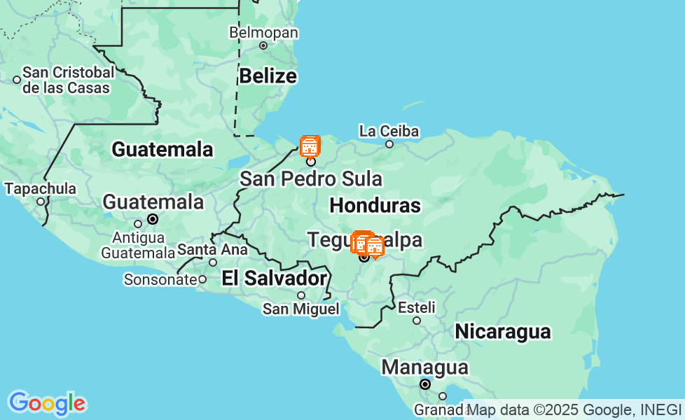 Mapa Honduras. Kliknij na mapę aby aktywować funkcje mapy! google static map