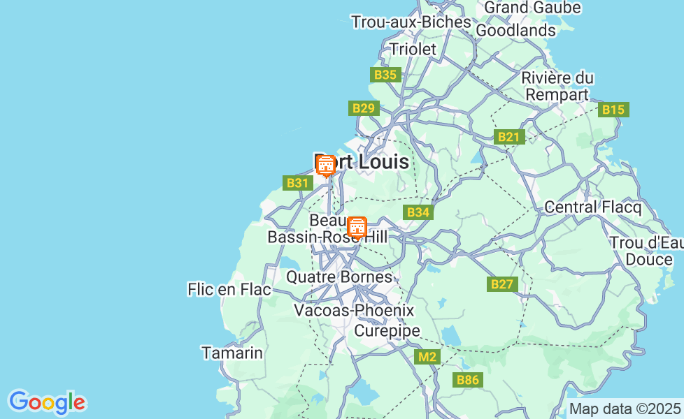モーリシャスの地図. マップ機能をアクティブにするには、マップをクリックして下さい。 google static map