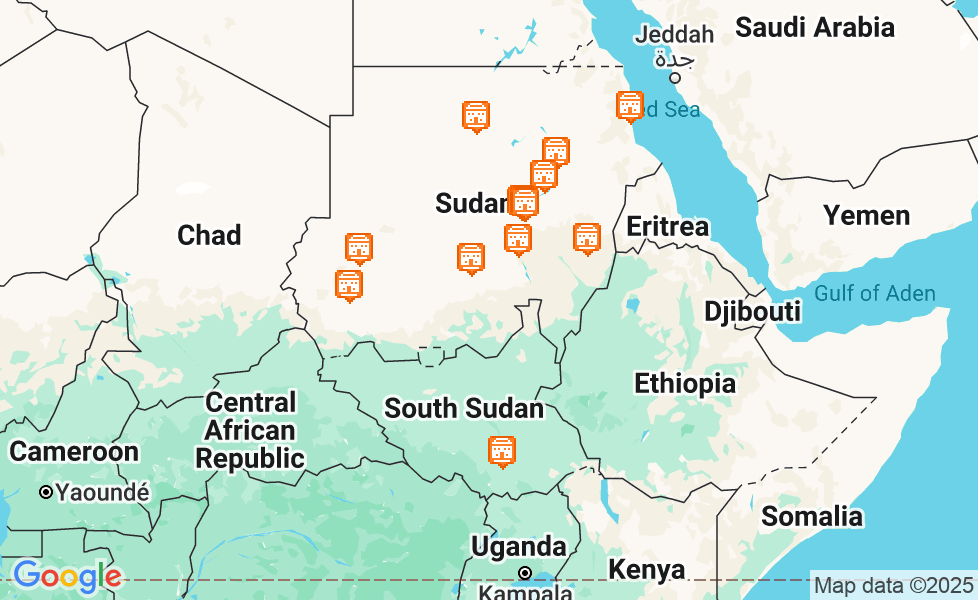 スーダンの地図. マップ機能をアクティブにするには、マップをクリックして下さい。 google static map