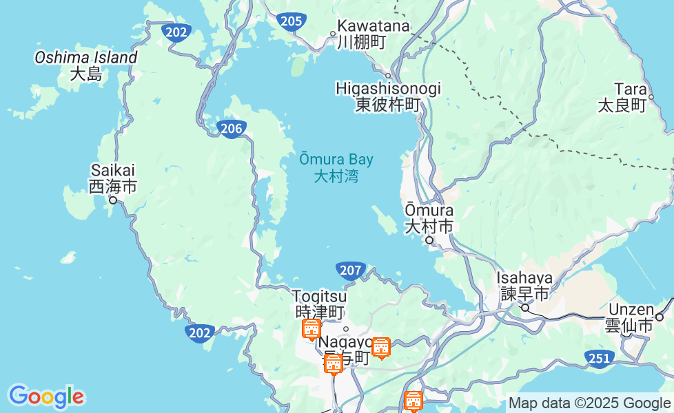 Mapa Nagasaki. Kliknij na mapę aby aktywować funkcje mapy! google static map