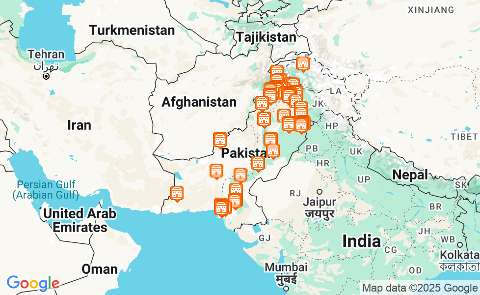 Mapa Pakistan. Kliknij na mapę aby aktywować funkcje mapy! google static map