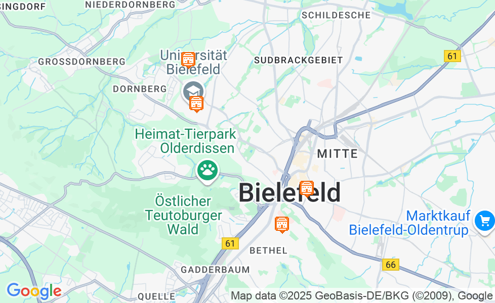 Mapa Bielefeld. Kliknij na mapę aby aktywować funkcje mapy! google static map