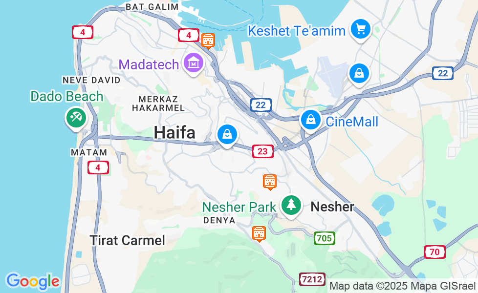 Mapa Hajfa. Kliknij na mapę aby aktywować funkcje mapy! google static map