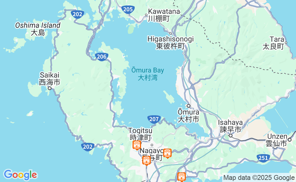 Карта Нагасаки. Щелкните по карте, чтобы ее активировать! google static map