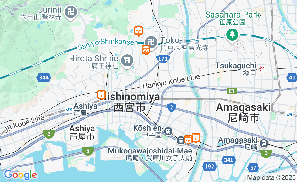 Карта Нисиномия. Щелкните по карте, чтобы ее активировать! google static map
