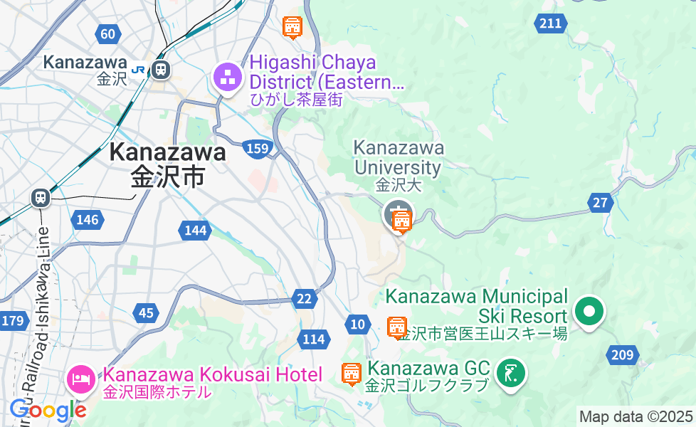 Mappa di Kanazawa. Cliccare sulla mappa per attivarne le funzioni google static map