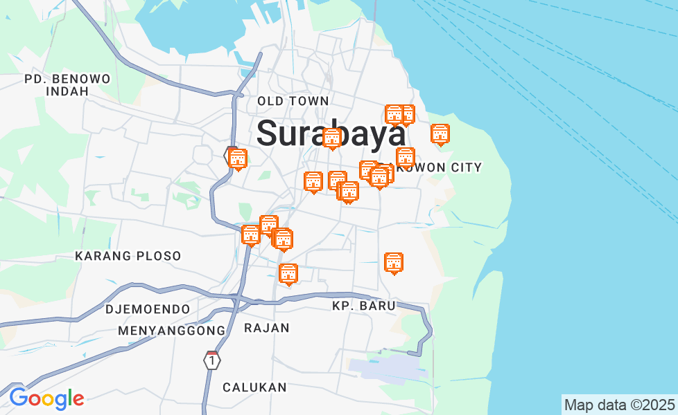 スラバヤの地図. マップ機能をアクティブにするには、マップをクリックして下さい。 google static map