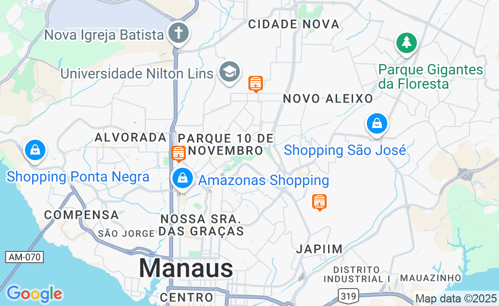 Mappa di Manaus. Cliccare sulla mappa per attivarne le funzioni google static map